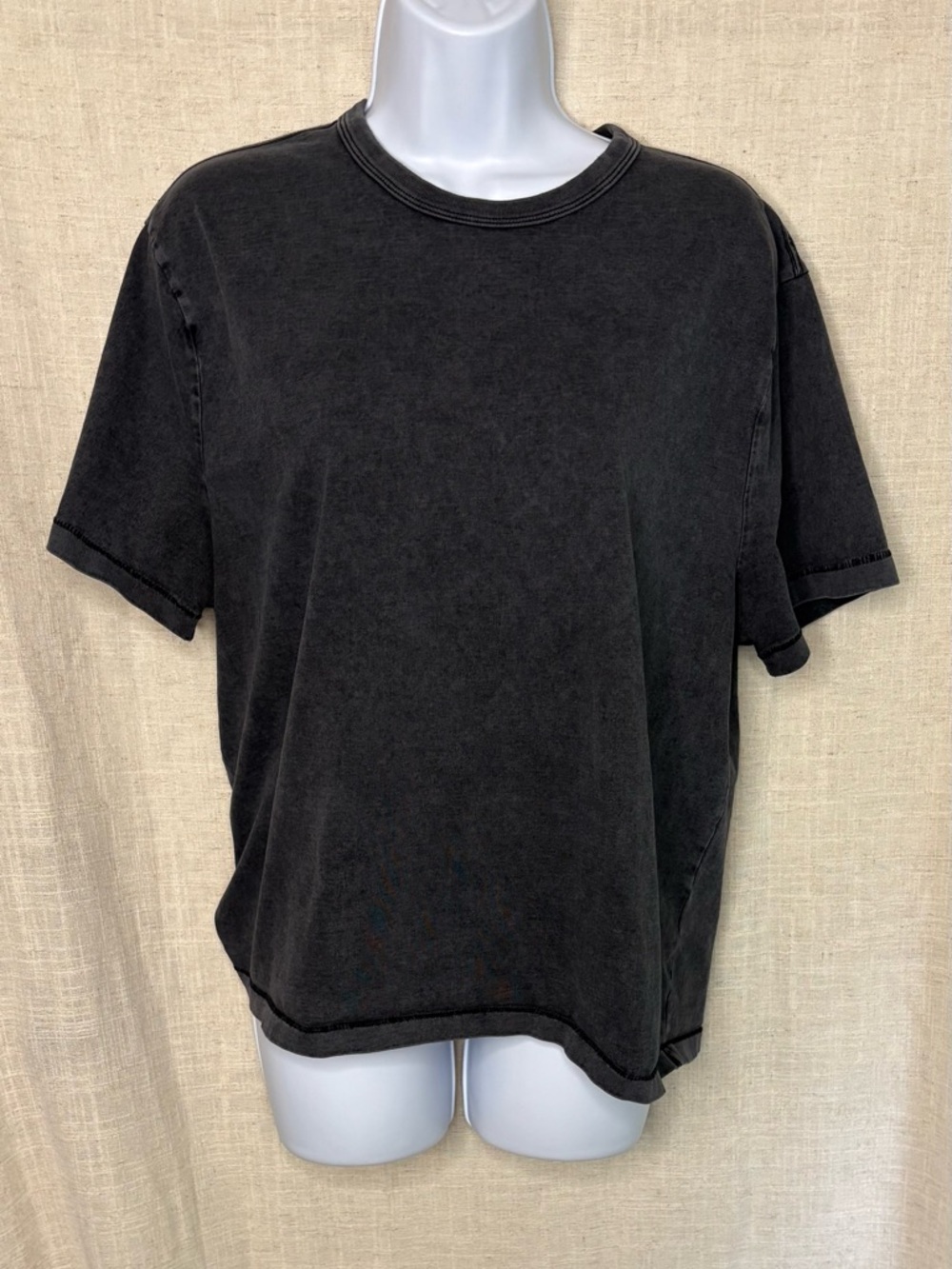 Abercrombie & Fitch Shrunken Tee Men's Size Large Charcoal Gray Faded Black